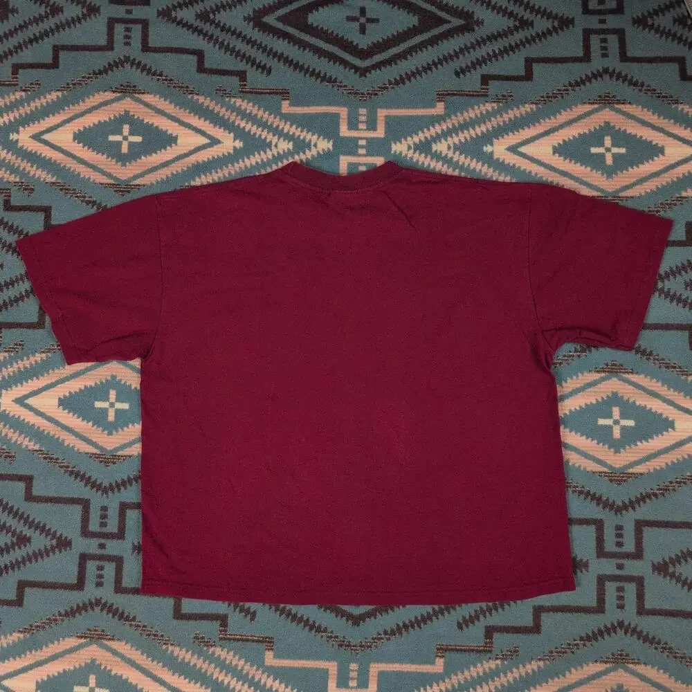 Vintage Y2K Nike Women's Swoosh Logo Dark Red T Shirt Cropped Fit Large Sporty